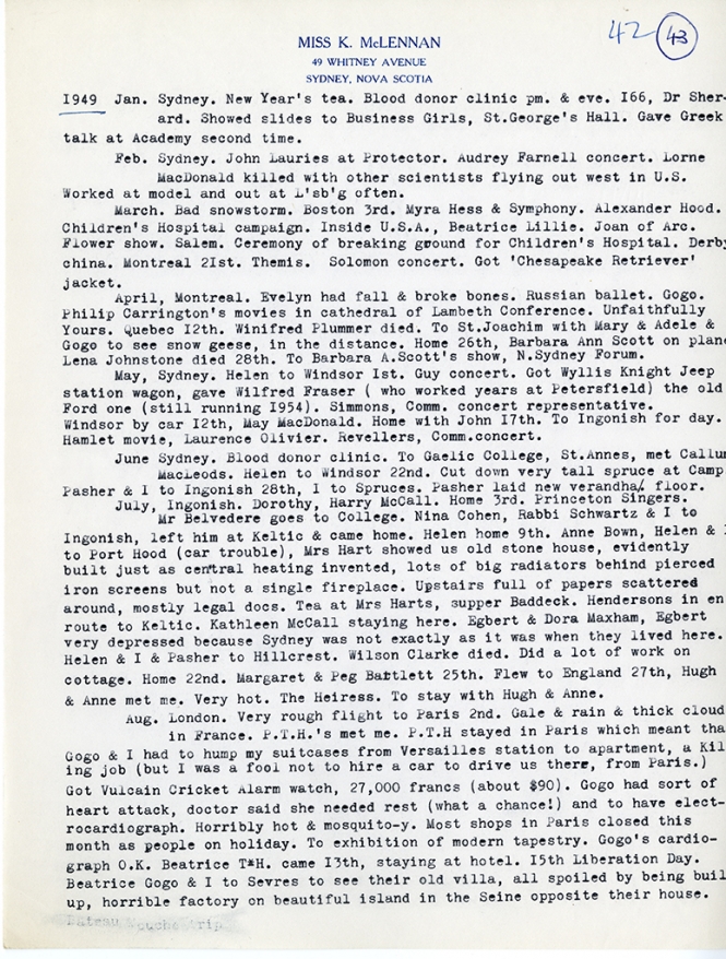 Katharine McLennan's Diary